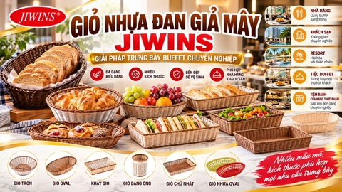Giỏ nhựa đan giả mây JIWINS – Đẹp mắt, linh hoạt, chuyên nghiệp