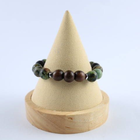 Vòng tay xâu chun 4 khoang cách biệt bằng hạt bánh xe