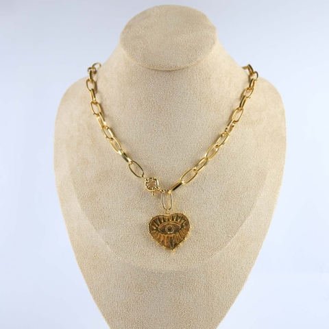 Vòng cổ mắt xích oval 7x15mm đính charm