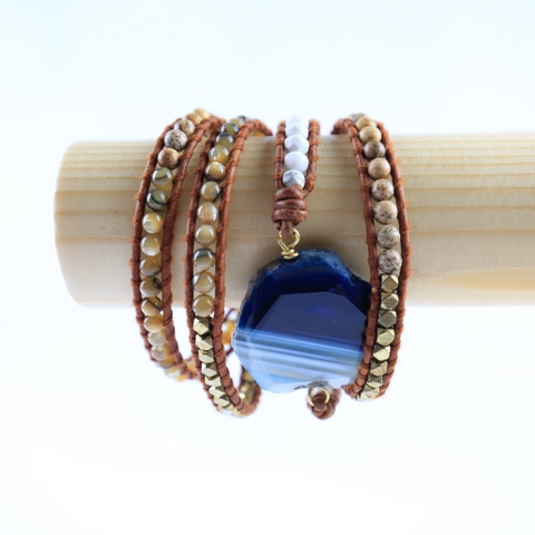 Vòng tay 4 lớp có mặt đá Agate