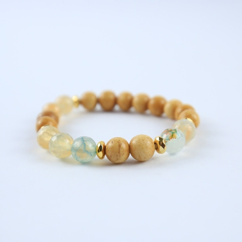 Vòng tay mix hạt đá, xương và GP Hematine