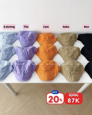(S20%) Mũ Số 15-L Beret Kaki Trơn