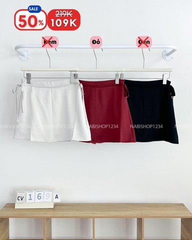 (S50%) Chân Váy Số 169-A 9026 Chữ A Lụa Eo Nơ