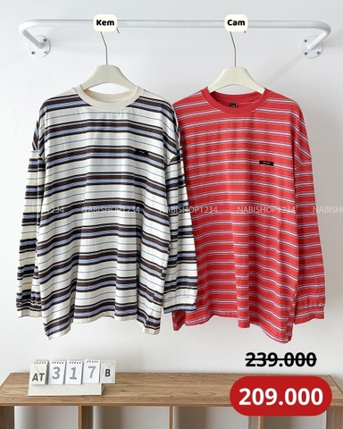 G30K Áo Thun Số 317-B 7314 TD Oversize Sọc Tay Bo