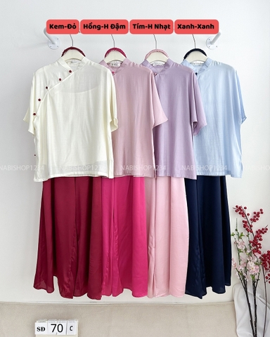 (S20% ) Set Đồ Số 70-C Tơ Nhật Cúc Bọc + Cài