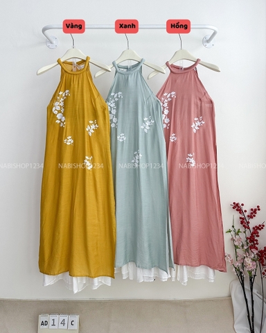 Áo Dài Số 14-C Yếm Đũi Hàn In Hoa