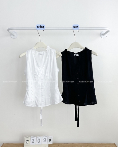 Áo Kiểu Số 209-D 3147 Yếm Viền Ren Buộc Nơ