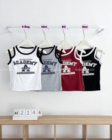 Áo Croptop Số 214-A 3123 3 Lỗ Academy