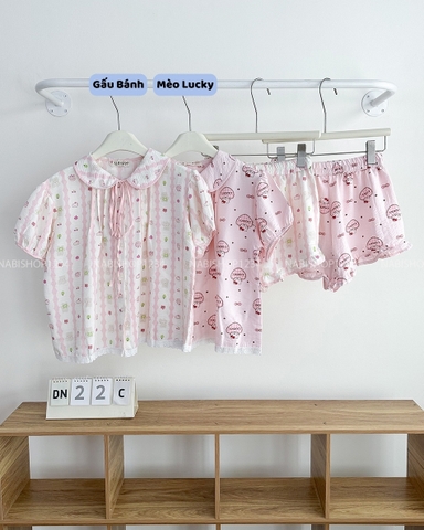 Đồ Ngủ Số 22-C Pijama Đũi Nhăn Ren Hình