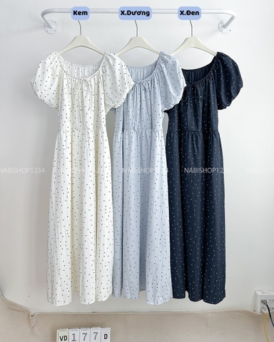 Váy Số 177-D 6295 Dài Chấm Bi Cột Eo