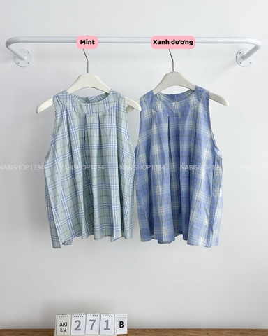 Áo Kiểu Số 271-B 1002 Cổ Yếm Caro