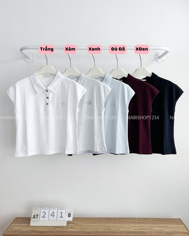 Áo Thun Số 241-B Polo Tay Hến Thêu Chữ