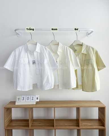 Áo Sơ Mi Số 301-B 6957 Lửng 2 Túi + 3 Lỗ