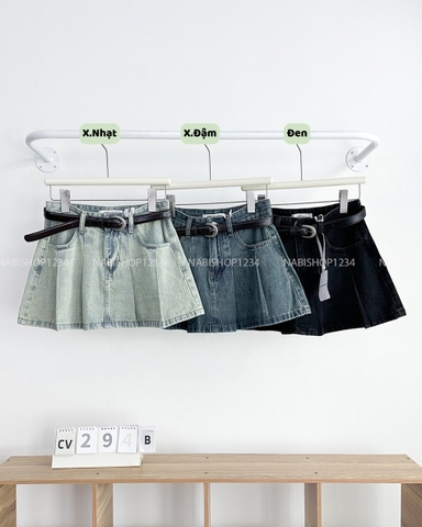 Chân Váy Số 294-B 9116 Ngắn Jean Xếp Li + Nịt