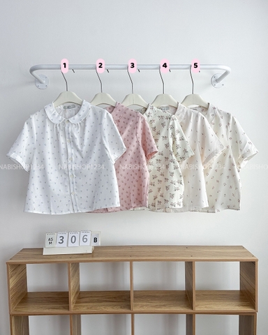 Áo Sơ Mi Số 306-B TN Cổ Sen Hoa Nhí