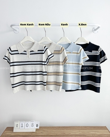 Áo Len Số 108-D Polo Kẻ Ngang
