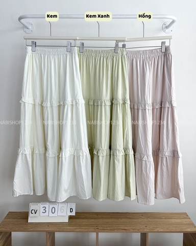Chân Váy Số 306-D 93620 Dài Tầng Bèo