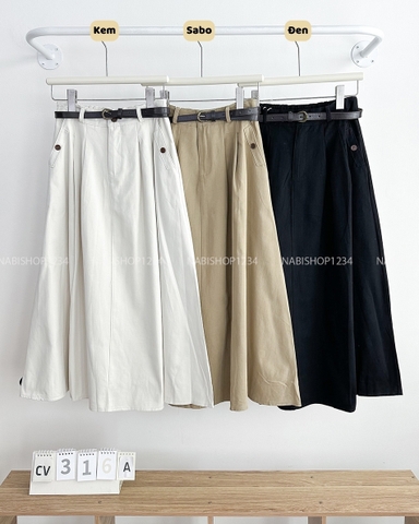 Chân Váy Số 316-A 9301 Dài Kaki Túi Nút + Nịt