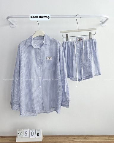 Set Đồ Số 80-D Sơ Mi Sọc + Short