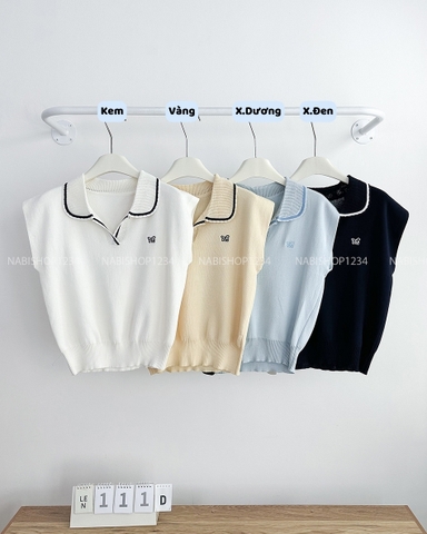 Áo Len Số 111-D Polo Cổ Viền Thêu Chữ