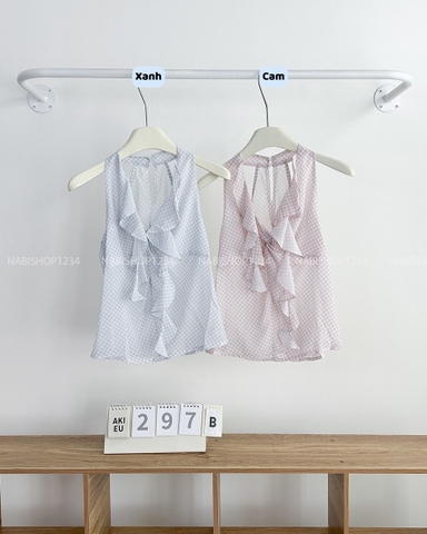 Áo Kiểu Số 297-B 6164 Cổ Yếm Bèo Caro