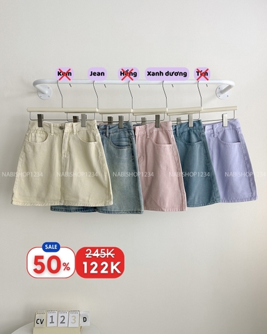 (S50%) Chân Váy Số 123-D 8155 Ngắn Chữ A Trơn