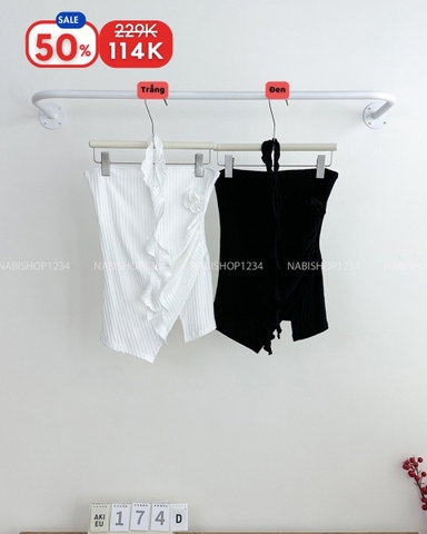 (S50%) Áo Kiểu Số 174-D 3127 Quây Đính Hoa Kèm Dây