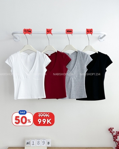 (S50%) Áo Croptop Số 189-D 3190 Tay Hến Cổ V