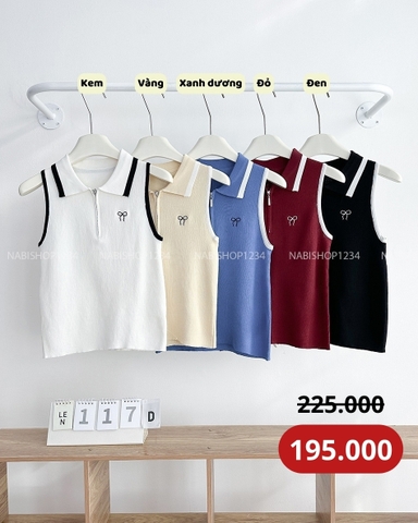 (G30K) Áo Len Số 117-D PoLo SN Thêu Nơ