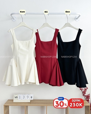 (S30%) Váy Số 139-D 2 Dây Dáng Xoè