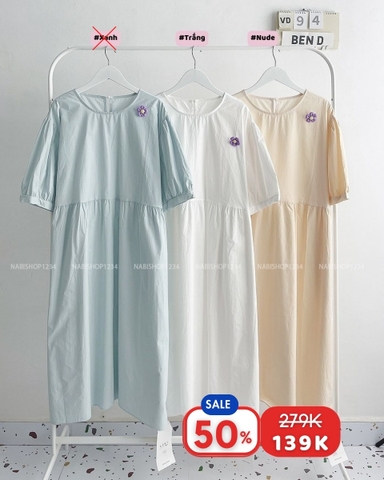 (S50%) Váy Số 94-D 9959 Buộc Eo Kèm Sticker Hoa