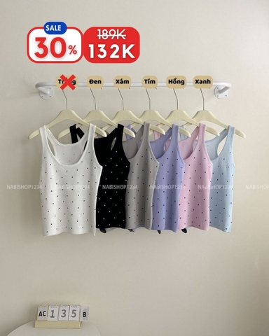 (S30%) Áo Croptop Số 135-B 3 Lỗ Chấm Bi