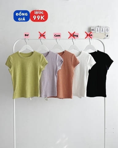 (SC99K) Áo Croptop Số 118-B 8682 Trơn Tay Hến