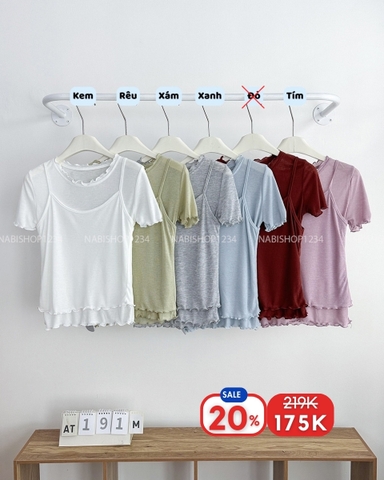 (S20%) Áo Thun Số 191-M 2013 TN Viền Bèo + 2 Dây