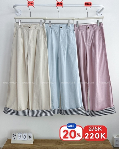 (S20%) Quần Kaki Số 90-D 213 OR Lật Lai Sọc