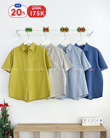 (S20%) Áo Sơ Mi Số 204-B Tay Lật Túi Tim