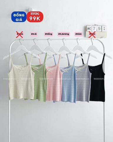 (SC99K) Áo Croptop Số 79-B 2 Dây Ren Nơ