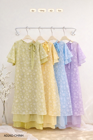 Áo Dài Số 26-D Tơ Hoa Buộc Nơ