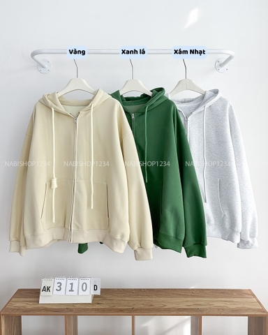 Áo Khoác Số 310-D 353 Hoodie Zip Trơn Tay Phồng