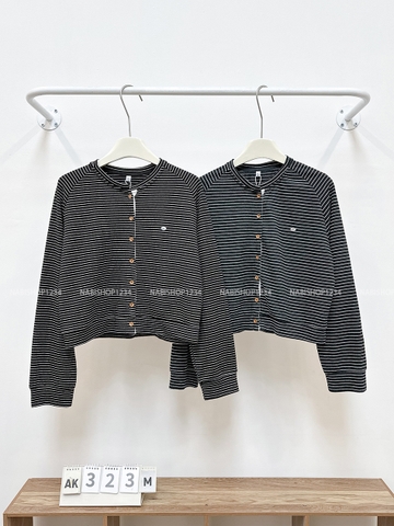 Áo Khoác Số 323-M 8567 Cardigan Kẻ Ngang