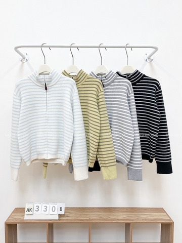 Áo Khoác Số 330-D Cổ Trụ Sọc Ngang