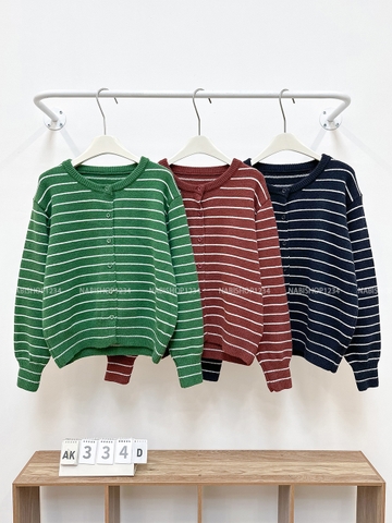 Áo Khoác Số 334-D Cardigan Kẻ Khuy Hoa