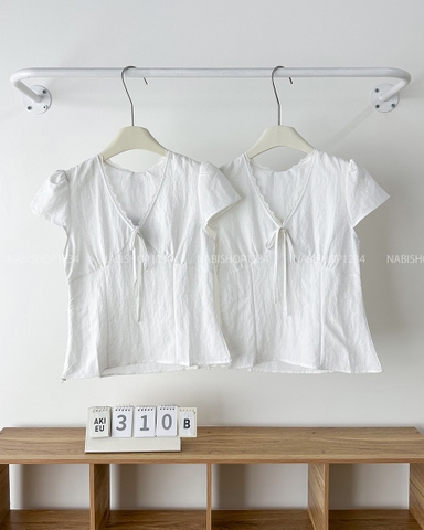 Áo Kiểu Số 310-B 5827 Tay Hến Cổ V Ren