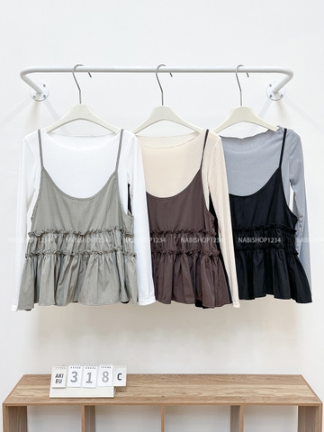 (DEAL) Áo Kiểu Số 318-C Set TD + 2S Bèo Tầng