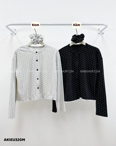 Áo Kiểu Số 320-M 3310 Chấm Bi Lai Bèo+Scrunchies