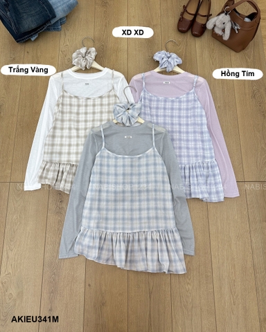 Áo Kiểu Số 341-M 1360 Set TD 2S Caro+Scrun