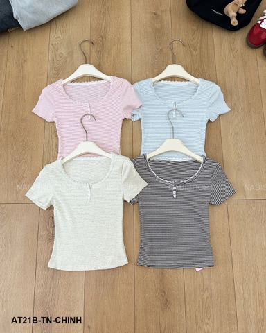 Áo Thun Số 21-B 1836 TN Kẻ Cổ Ren