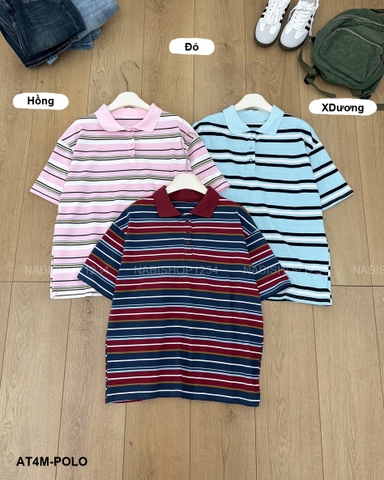 Áo Thun Số 4-M 8361 TN Polo Oversize Kẻ