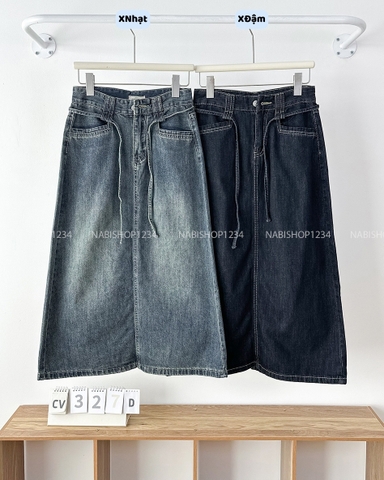 Chân Váy Số 327-D 8187 Dài Jean Kèm Dây