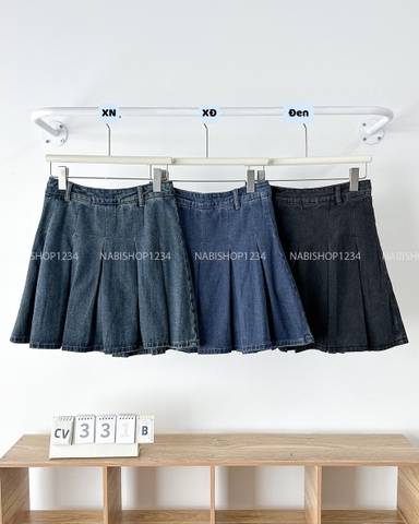 Chân Váy Số 331-B 9199 Ngắn Jean Xếp Ly